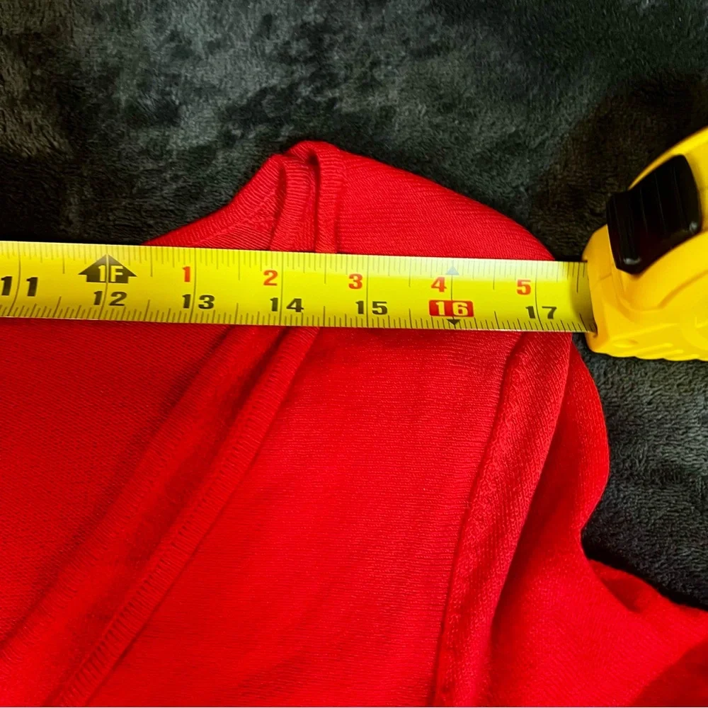 Vintage Cherry Red BloomingdalesY2K Women’s Red Knit Tie Shrug Overlay Dress M - Picture 7 of 9